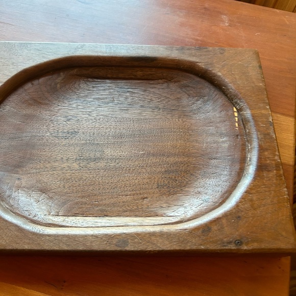 Vintage teak wood charcuterie board, cheese dome with onion, farmhouse - Picture 3 of 5